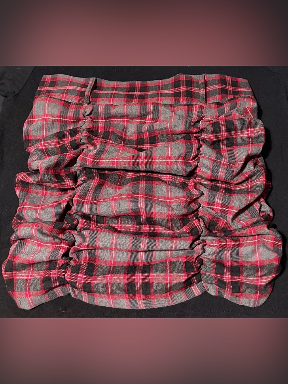 Red and grey plaid skirt by Valia size L
